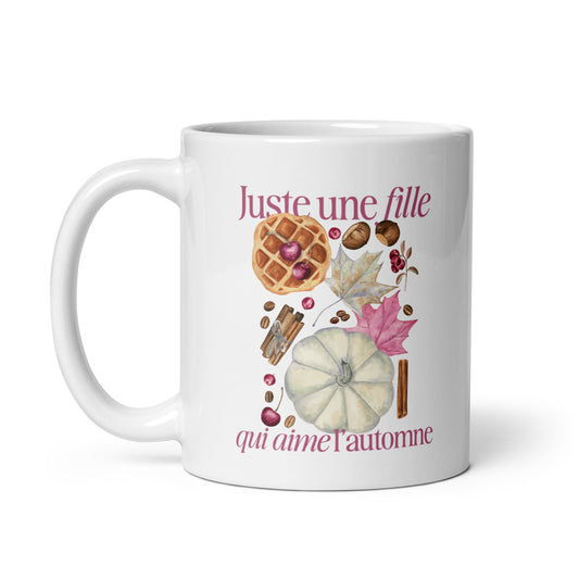 une fille d'automne • tasse à café • blanc